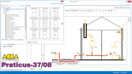 Schema dell'impianto idrico, gas e termico con Praticus-37/08 di ACCA software Schema dell'impianto idrico, gas e termico con Praticus-37/08 di ACCA software