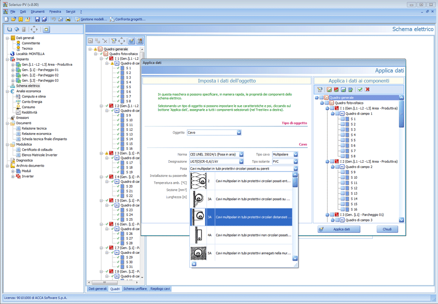 impianto fotovoltaico multisezione