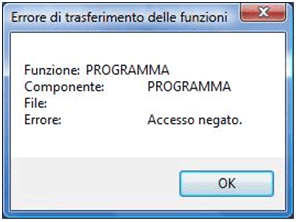 Errore di trasferimento delle funzioni